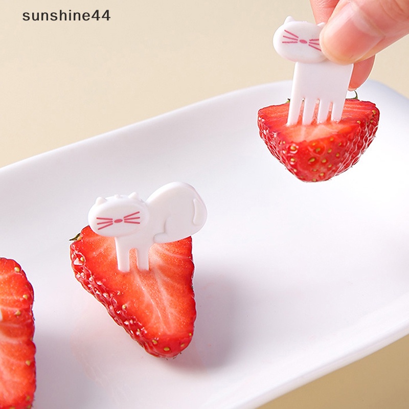 Sunshine 6pcs Mini Anak Hewan Makanan Buah Picks Garpu Kotak Makan Aksesori Dekorasi Alat ID