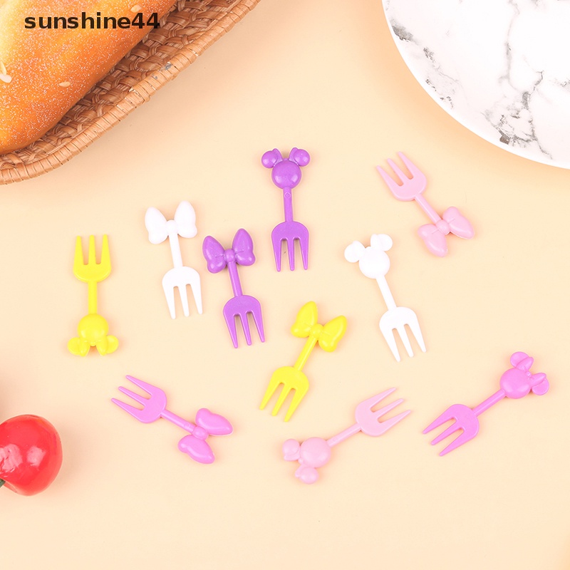 Sunshine 10Pc Mini Anak Hewan Makanan Buah Picks Garpu Kotak Makan Aksesori Dekorasi Alat ID