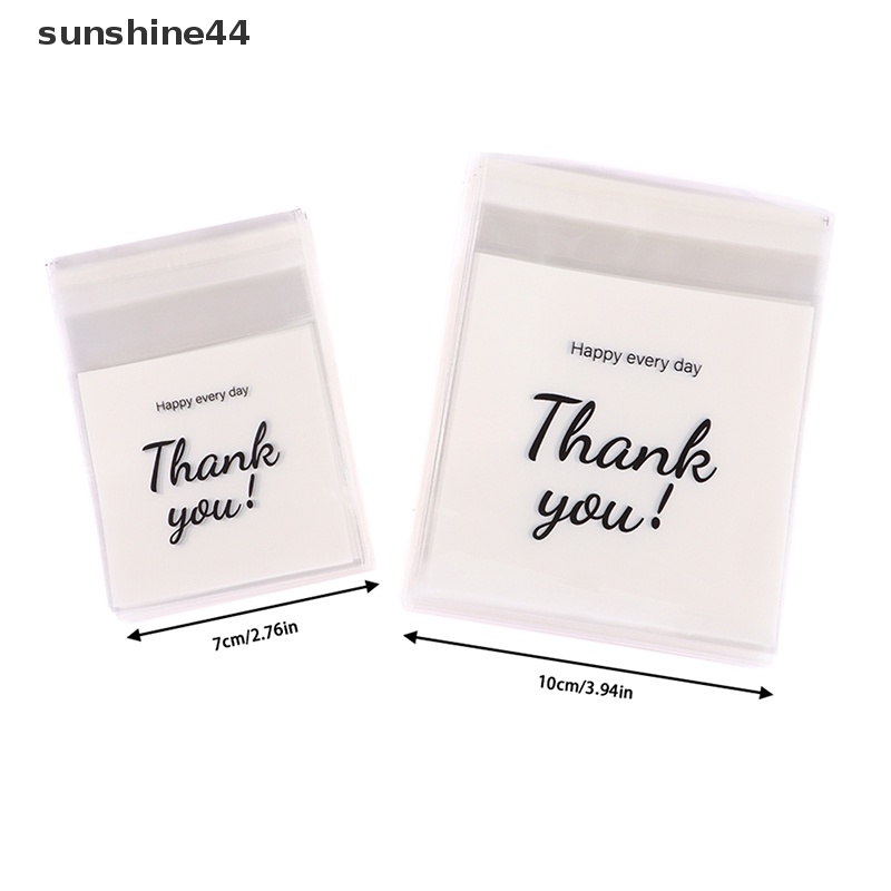 Sunshine 100Pcs/Pack Thank You Kantong Bening Perekat Diri Permen Cookie Bakery Pastry Bags ID