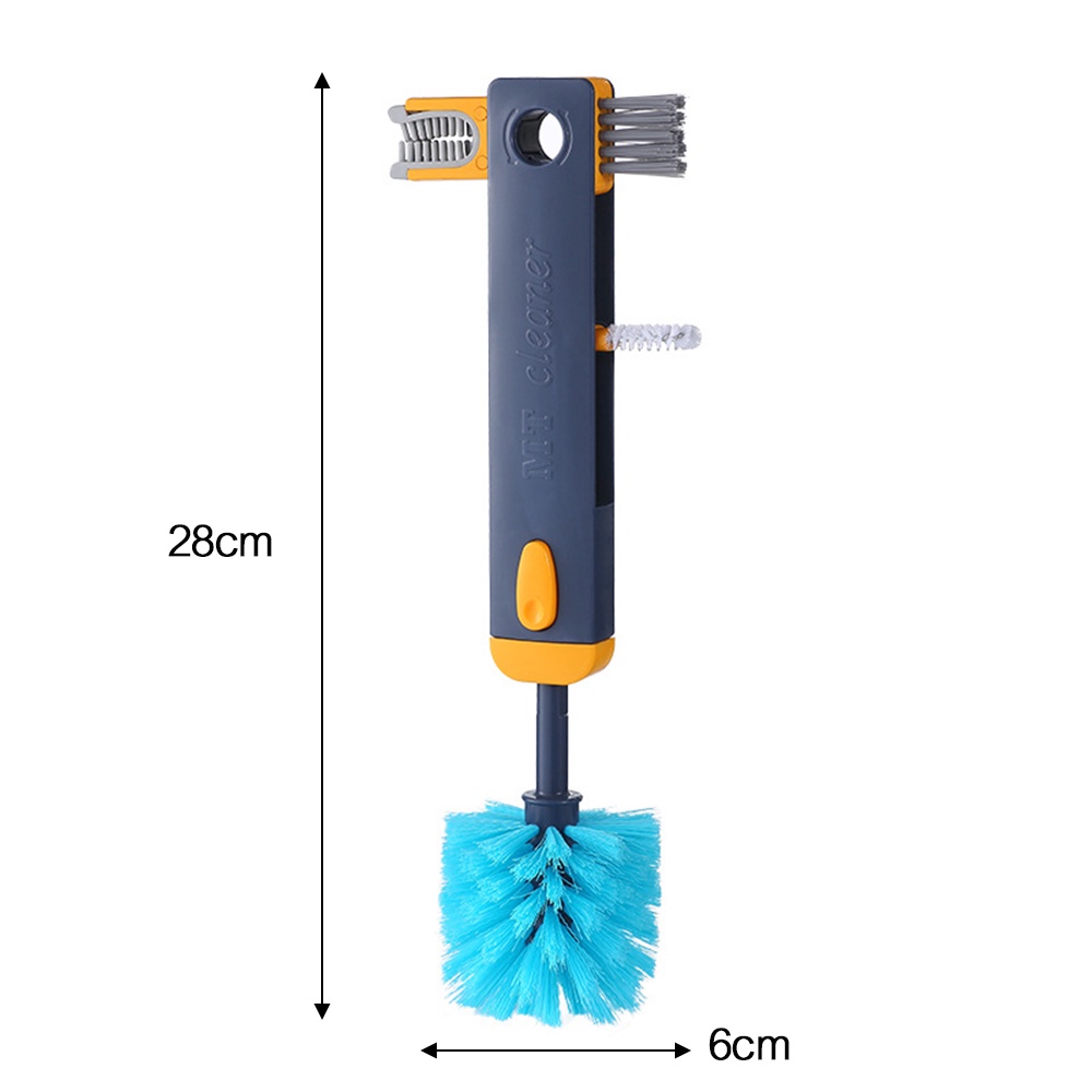 4in1 Alat Pembersih Gelas Air Ketel Multifungsi Pegangan Panjang Yang Dapat Ditarik Tongkat Teleskopik Sikat Botol Kreatif Termos Cangkir Alur Gap Cangkir Tutup Sikat Pembersih