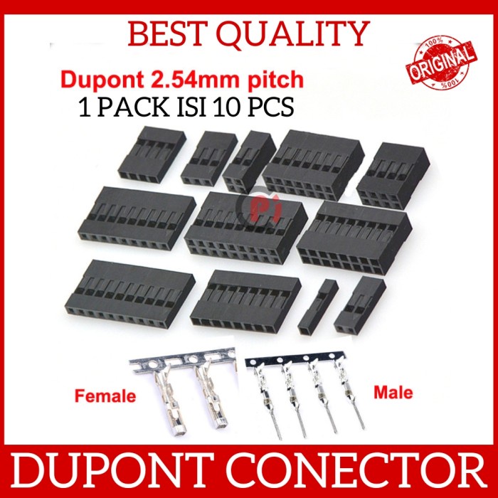 Isi 10 Pcs Dupont Black Housing Konektor Jumper Pelangi Pitch 2.54mm