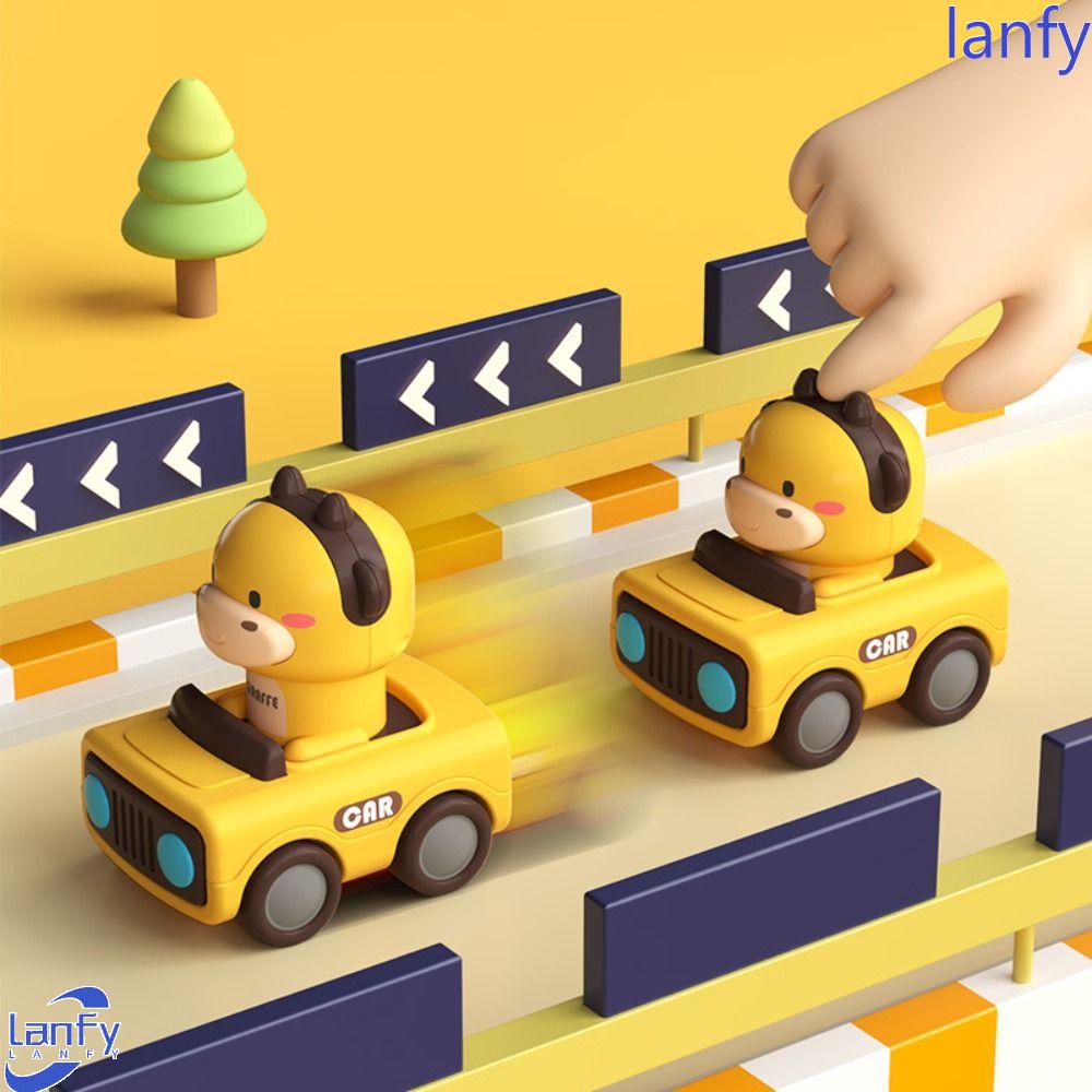 Lanfy Tekan Mainan Hewan Mobil Hadiah Ulang Tahun Mainan Bayi Laki-Laki Mainan Interaktif 4roda Edukasi Balita Anak Inersia Car Toy