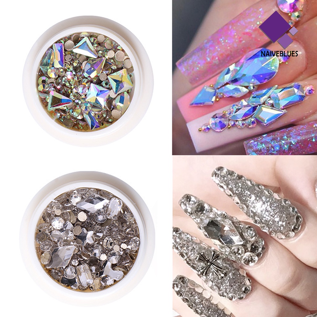 [naiveblues] Dekorasi Kuku Indah DIY Ringan Nail Art Berlian Imitasi Untuk Wanita