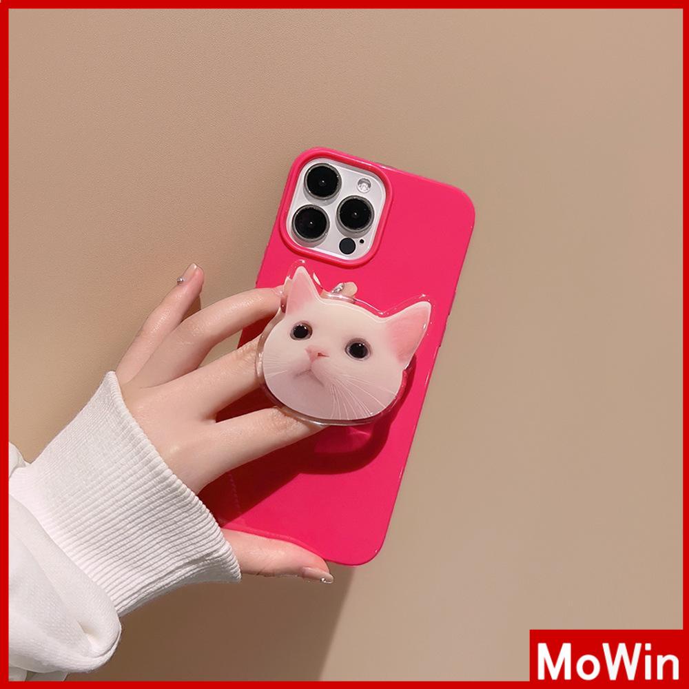 For iPhone 14 Pro Max iPhone Case With Cute Cat Folding Holder Clear Grip Pink Glossy TPU Soft Case Shockproof Compatible with iPhone 13 Pro max 12 Pro Max 11 xr xs max 7Plus