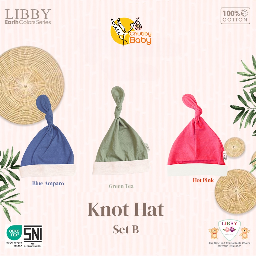 LIBBY BABY - Comfy Top Knot Hat - Set B | Topi Bayi