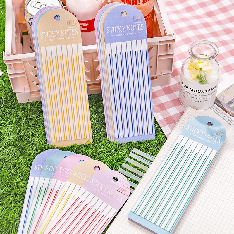 [Unggulan] 160pcs Transparan Sticky Note Colorful Underlining Index Tabs Bendera Stiker Notepad Penanda Halaman Strip Panjang Tipis Memo Pad Perlengkapan Alat Tulis Kantor Sekolah