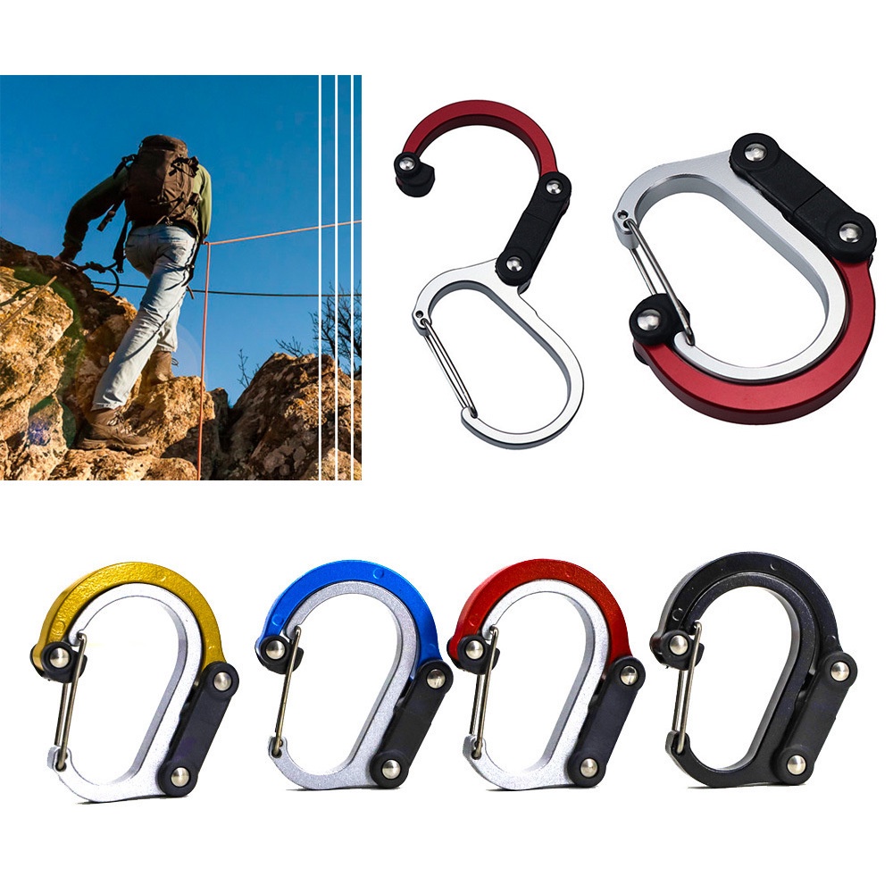 Outdoor Climbing Berbentuk D Carabiner Multifungsi Ketel Kait Keyring Klip Camping Hiking Memancing Perjalanan Ransel Sekrup Lock Gesper Tahan Lama Tali Tenda Sambungan Memperbaiki Gesper