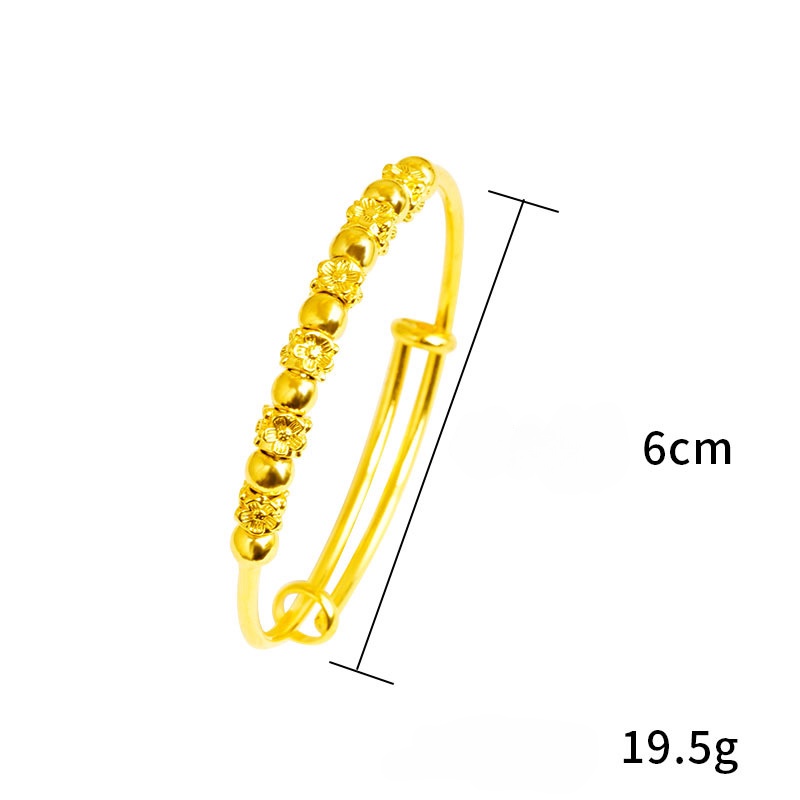 Goldkingdom Aksesoris Perhiasan Fashion Ready Stock Gelang Manik-string Lapis Emas Gelang Geser Yang Dapat Disesuaikan Untuk Wanita