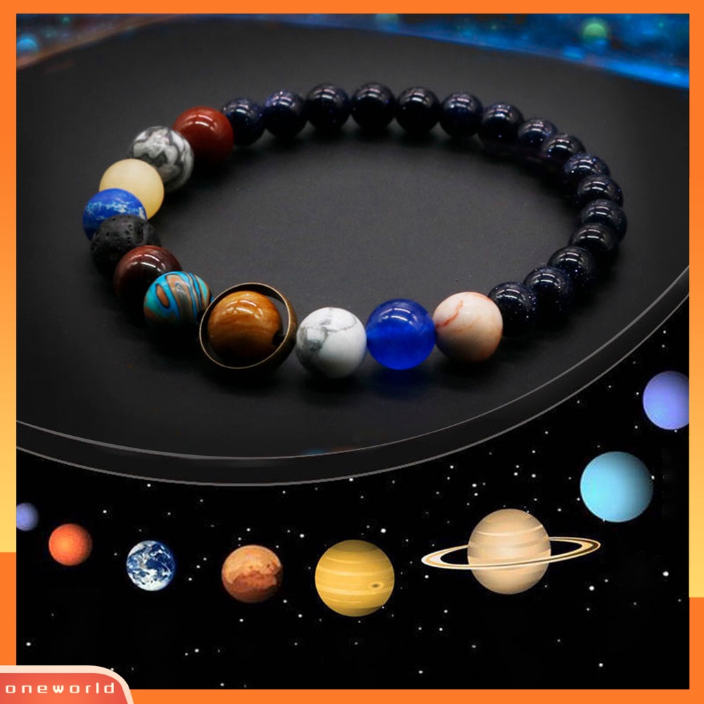 [EONE] Planet Gelang Manik-Manik Delapan Planet Batu Vulkanik Imitasi Warna-Warni Geometris Hadiah Sahabat Pria Wanita Semesta Tata Surya Manik-Manik Gelang Perhiasan Untuk Kehidupan Sehari-Hari