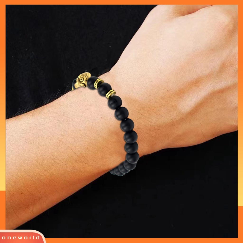 [EONE] Gelang Manik-Manik Geometris Manik-Manik Burung Hantu Pesona Adjustable Tali Elastis Penghilang Stres Hadiah Alami Imitasi Batu Vulkanik Energi Bangle Wanita Pria Perhiasan Pakaian Sehari-Hari