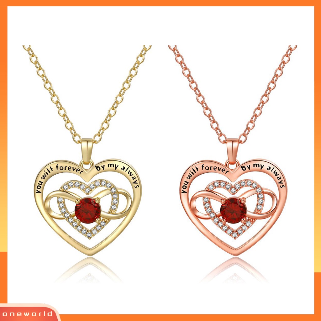 [EONE] Women Necklace You Will Forever by My Always Love Heart Pendant Hadiah Hari Ibu Berlian Imitasi Tertanam Ladies Necklace Fashion Jewelry