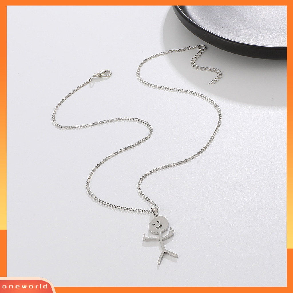 [EONE] Kalung Dewasa Wajah Tersenyum Jari Tengah Hip Hop Stainless Steel Lucu Doodle Liontin Kalung Fashion Perhiasan