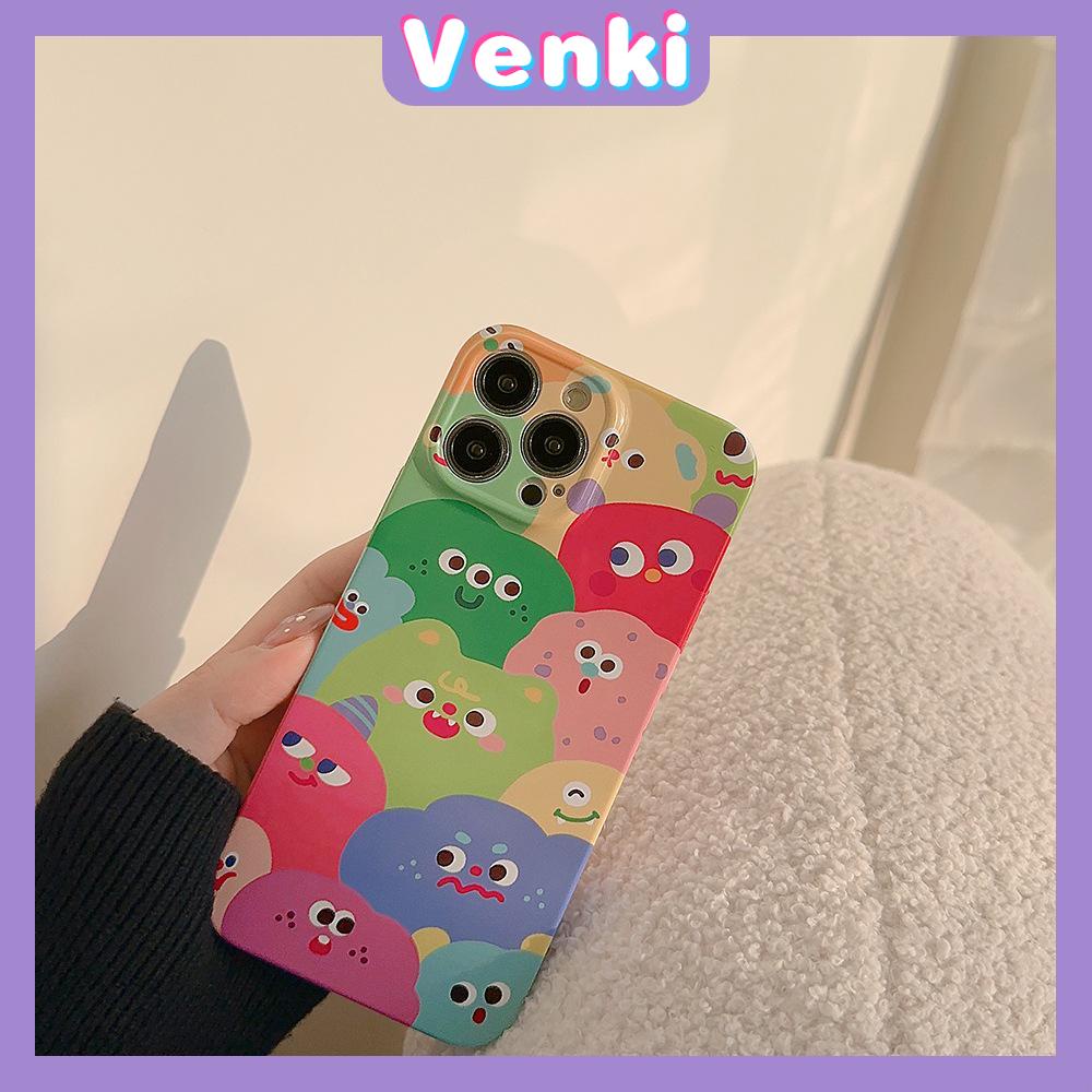 VENKI - For iPhone 11 iPhone Case Film TPU Soft Case White Glossy Cute Doodle Camera Protection Shockproof Compatible with iPhone 14 13 Pro max 12 Pro Max xr xs max 7Plus 8Plus