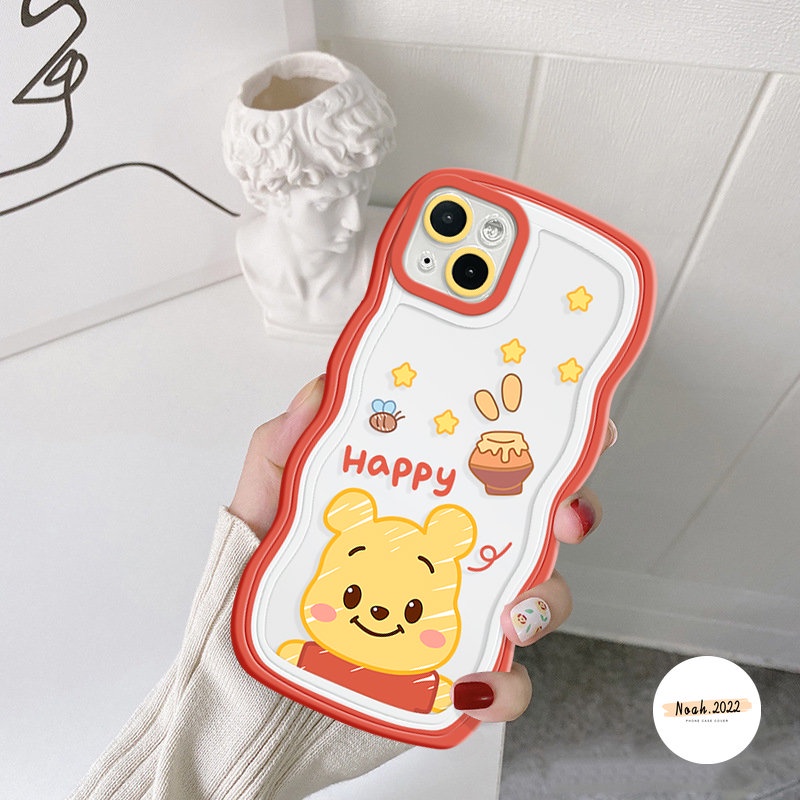 Case Untuk OPPO A78 A58 A17 A16 A96 A12 A95 A55 A5s A57 A5 A74 A15 A77 A52 A3s A76 A16s A9 A1k A16K A54 A53 A7 A17K Reno 8T 8Z 7Z 8 7 6 Manyo Lucu Winnie Bear Wavy Soft Case Tepi