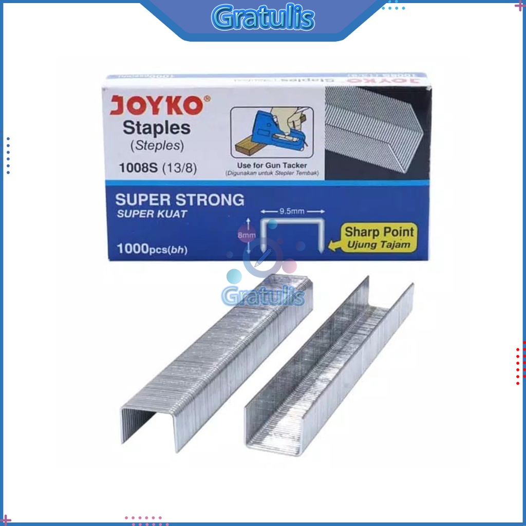 

ISI STEPLES TEMBAK JOYKO 13/8 1008S UNTUK GT-700 GT-701 & GT-702 / REFILL STAPLES JOK MOTOR / HEKTER / STAPLER TEMBAK KAYU / ISI ULANG GUN TACKER UNTUK