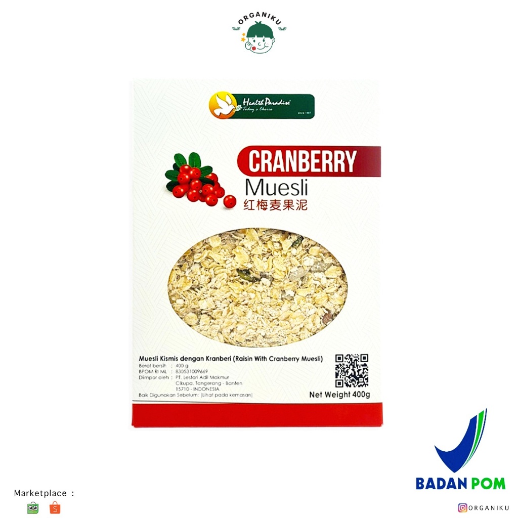 

Health Paradise Organic Muesli Cranberry 400gr (CitraFood)