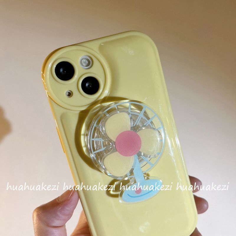 IPHONE Casing Ponsel Desain Kipas Angin Kecil Lucu Musim Panas Kuning Kompatibel Dengan Iphone12 13 14 11 Pro Max X Xs Max Xr Fdcd