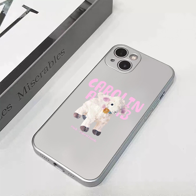 IPHONE Electroplate Soft Phone Case Kompatibel Untuk Iphone14 13 12 11 Pro Max Casing XS XR X8 7 6S Plus Mini Domba Lucu TPU Silikon Shockproof Cover