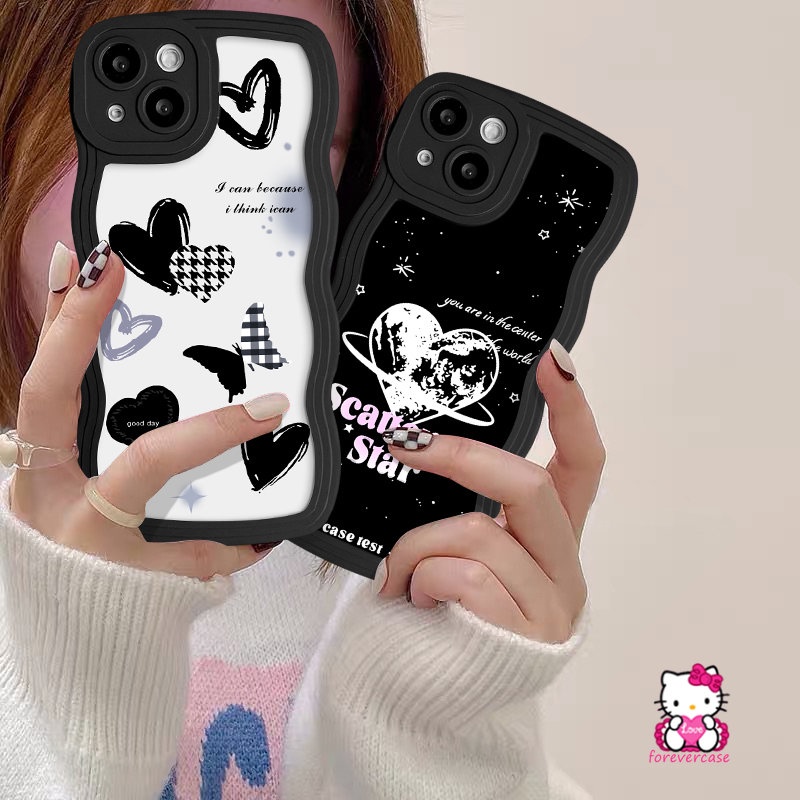 Casing Soft Tepi Bergelombang Untuk Redmi Note10 11s 10s 11 9s 8 9 Pro Max Redmi 12C 9A 9T 10 9C NFC A1 10C 10A 9 A1+POCO M3 X3 NFC Pro Mi 11T Pro Love Heart Fashion Fantasy Case Kupu-Kupu