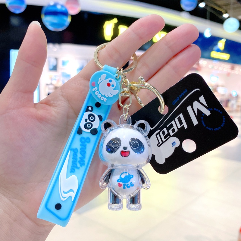 Transparan Kartun Lucu Akrilik Kristal Beruang Mobil Rumah Gantungan Kunci Keychain Tas Phone Case Bluetooth Earphone Cover Charms Liontin Hadiah Untuk Pria Wanita