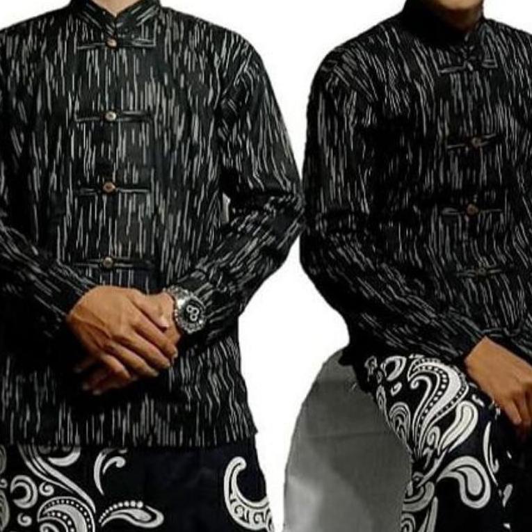 Lurik Paling Dicari.. Best Quality Baju koko Surjan Hitam Lurik Pria  katun primis alusan lurik Baju