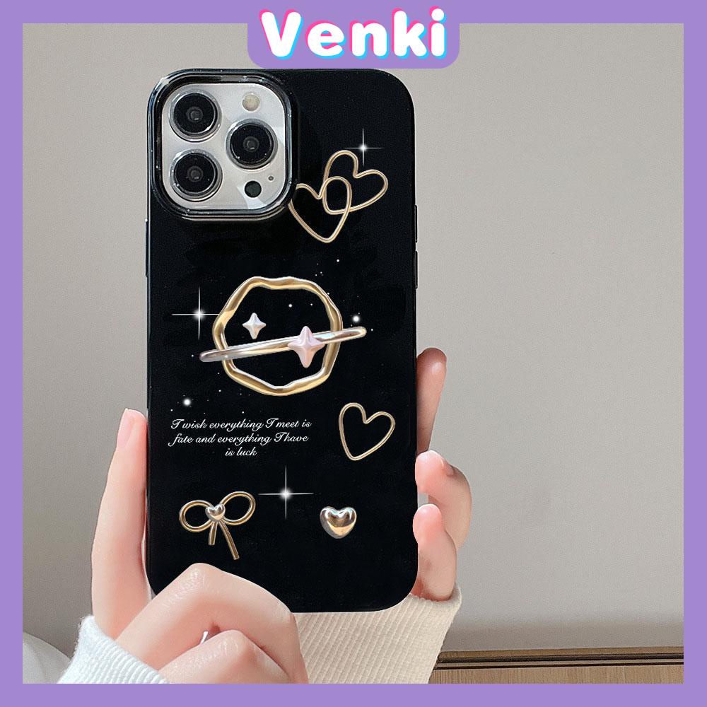 VENKI - For iPhone 11 iPhone Case Black Glossy TPU Soft Case Shockproof Protection Camera Cute Love Bow Compatible with iPhone 14 13 Pro max 12 Pro Max xr xs max 7Plus 8Plus