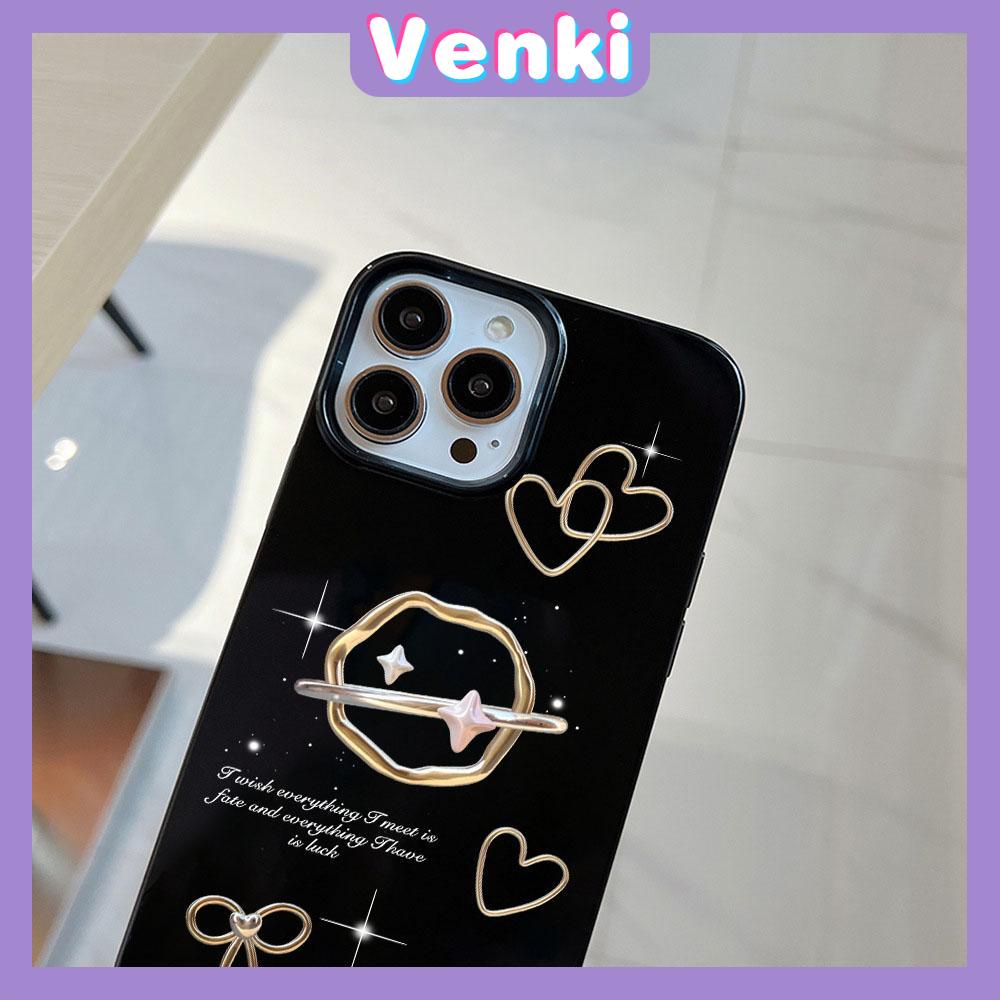 VENKI - For iPhone 11 iPhone Case Black Glossy TPU Soft Case Shockproof Protection Camera Cute Love Bow Compatible with iPhone 14 13 Pro max 12 Pro Max xr xs max 7Plus 8Plus