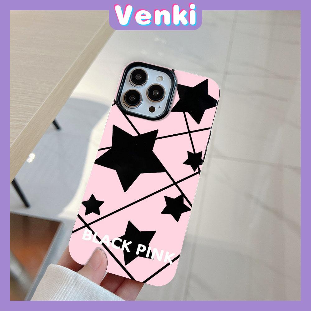 VENKI - For iPhone 11 iPhone Case Black Glossy TPU Soft Case Shockproof Protection Camera Cute Star Compatible with iPhone 14 13 Pro max 12 Pro Max xr xs max 7Plus 8Plus