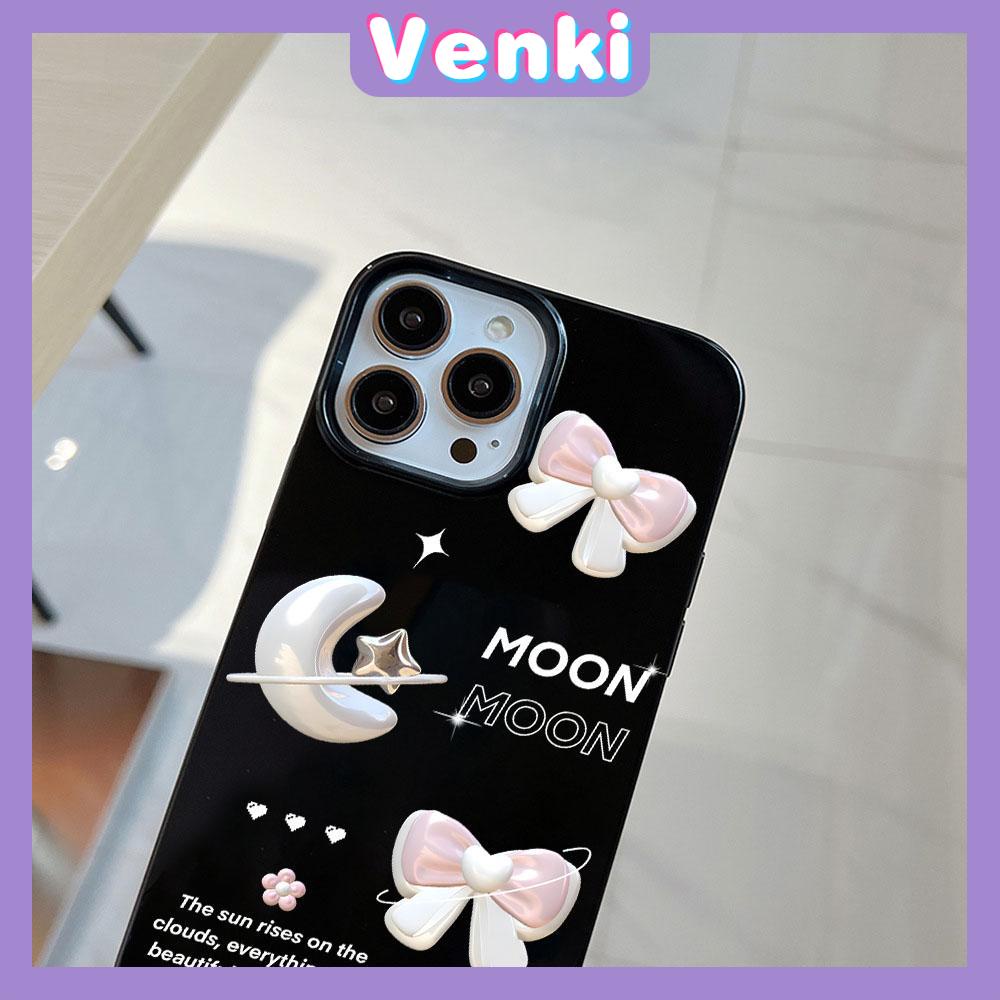 VENKI - For iPhone 11 iPhone Case Black Glossy TPU Soft Case Shockproof Protection Camera Star Moon bow Compatible with iPhone 14 13 Pro max 12 Pro Max xr xs max 7Plus 8Plus