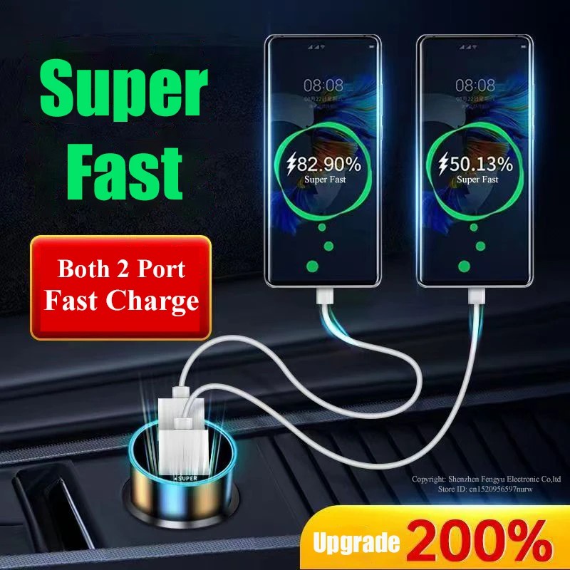 Mobil Dual USB Charger 240V 2-Port Telepon Fast Charger Digital Display Car Charger Adapter Universal Quick Charging Adapter Aksesoris Interior Mobil