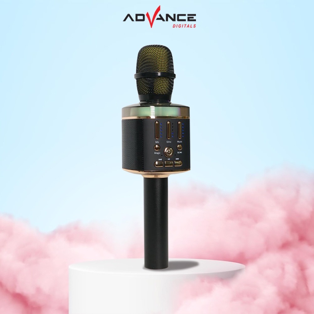 Microphone Wireless Bluetooth Advance AMS48 Speaker  Hi Fi Stereo Sound RGB Karoke Garansi Resmi 1 Tahun