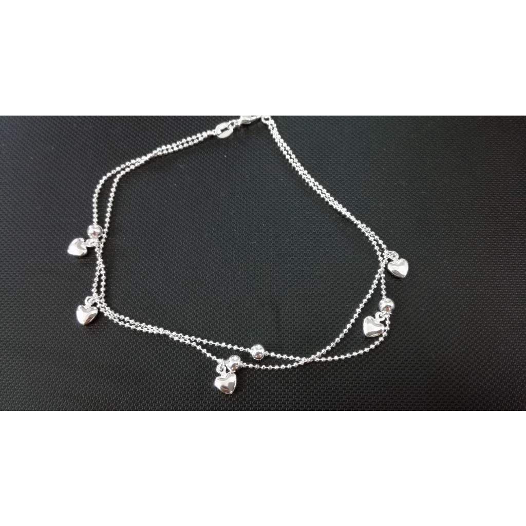 Goldkingdom Aksesoris Perhiasan Fashion Ready Stock Gelang Kaki Berbentuk Hati Padat Dua Lapis Korea.