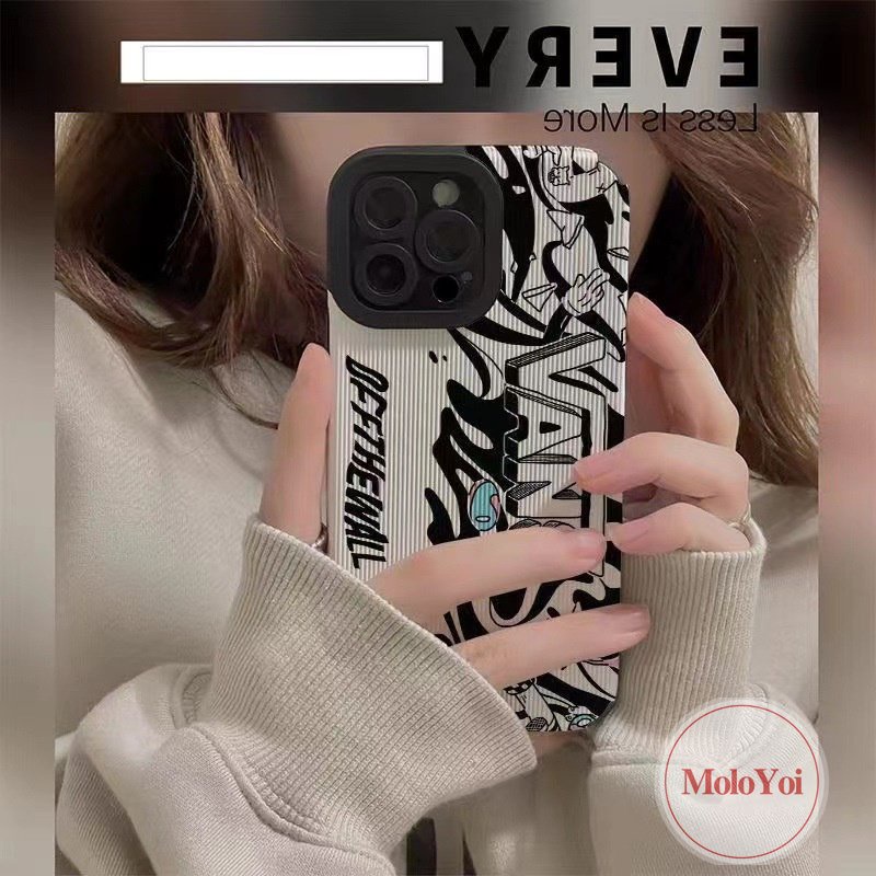 IPHONE Casing V.ANS Merek Trendi Kompatibel Untuk Iphone11 12 13 14 Pro MAX XR 7 8 Plus X XS MAX 7Plus 8Plus Tekstur Kulit Mewah Kartun Anime M.ARVEL Casing Belakang Lembut Shockproof