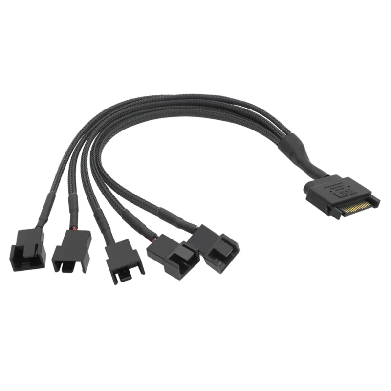 Kabel Adaptor VIVI 15Pin Ke 5-Port 3pin/4pin Kabel Kipas Pendingin Kepang Nilon Hitam