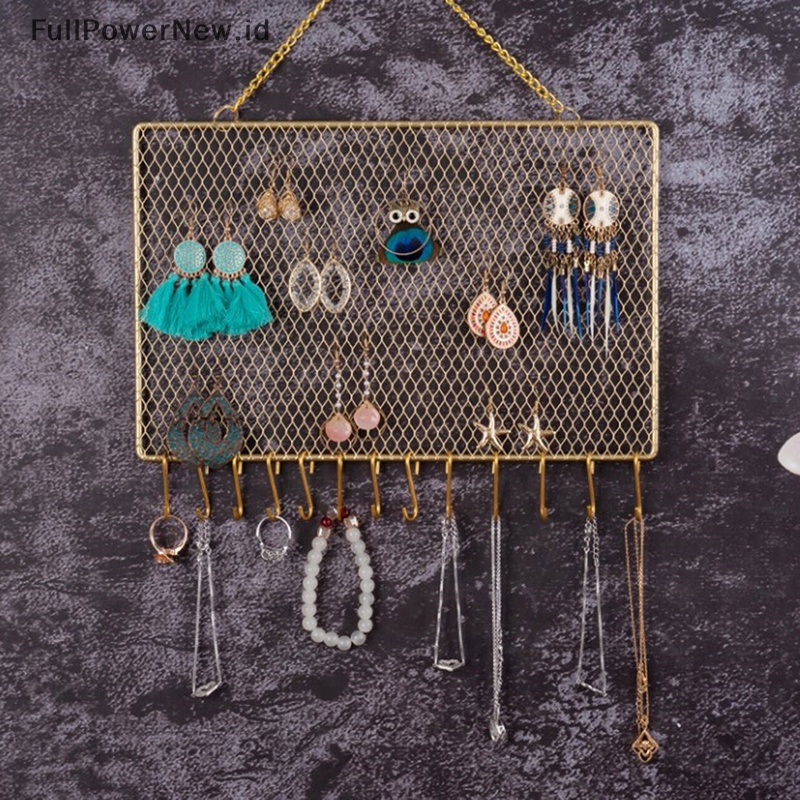 Power Gantung Anting Stud Dinding Organizer Perhiasan Hias Diamond Grid Hook ID