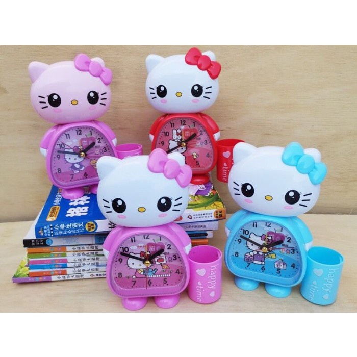 TABLE CLOCK PEN HOLDER 2 in 1 KARAKTER LUCU JAM MEJA SAYAP