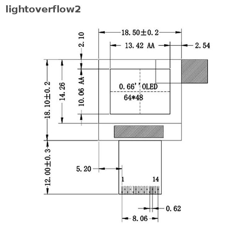 [lightoverflow2] Putih 0.66 inch OLED Display 14pin Modul ssd1317 64x48 Layar LCD 0.66 &quot;ID]