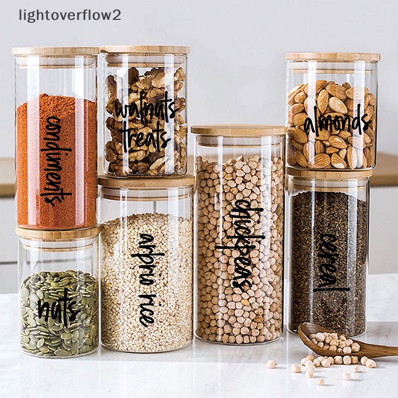 [lightoverflow2] Label Penyimpanan Toples Bumbu Stiker Hitam Tahan Air Dan Minyak Perlengkapan Dapur Label Toples Bumbu Label Stiker Anti Geser [ID]