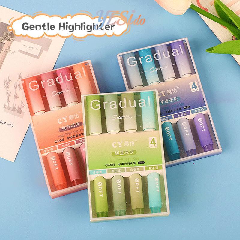 

COD✨ 4in1 Set Highlighter Pastel Penanda Teks Alat Tulis Sekolah / Spidol Pen Marker Warna Gradasi Painting Multifungsi-YES