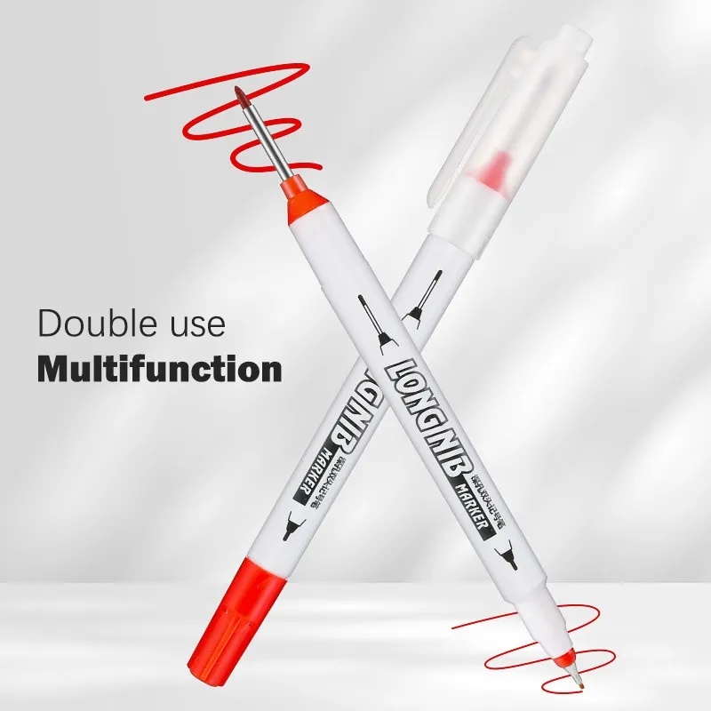 [Harga Grosir] [Unggulan] Double Headed Deep Hole Marker Pen 20mm Penanda Nib Panjang Cepat Kering Pen Perforating Logam Tahan Air Kamar Mandi Woodworking Konstruksi Marker