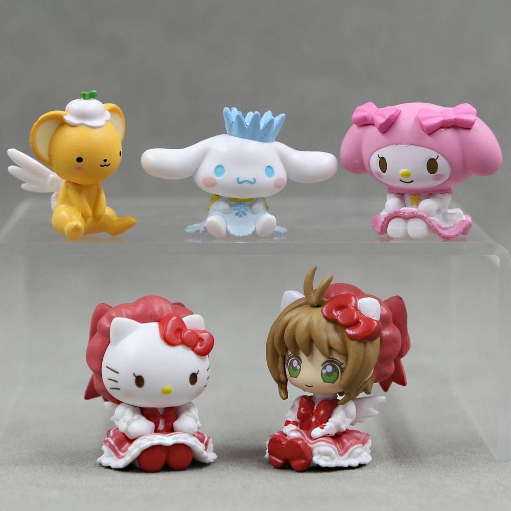 Lanfy Kuromi Mainan Boneka 5pcs Aksesoris Desktop Dekorasi Cardcaptor Sakura Ornamen Cinnamoroll Karakter Kartun