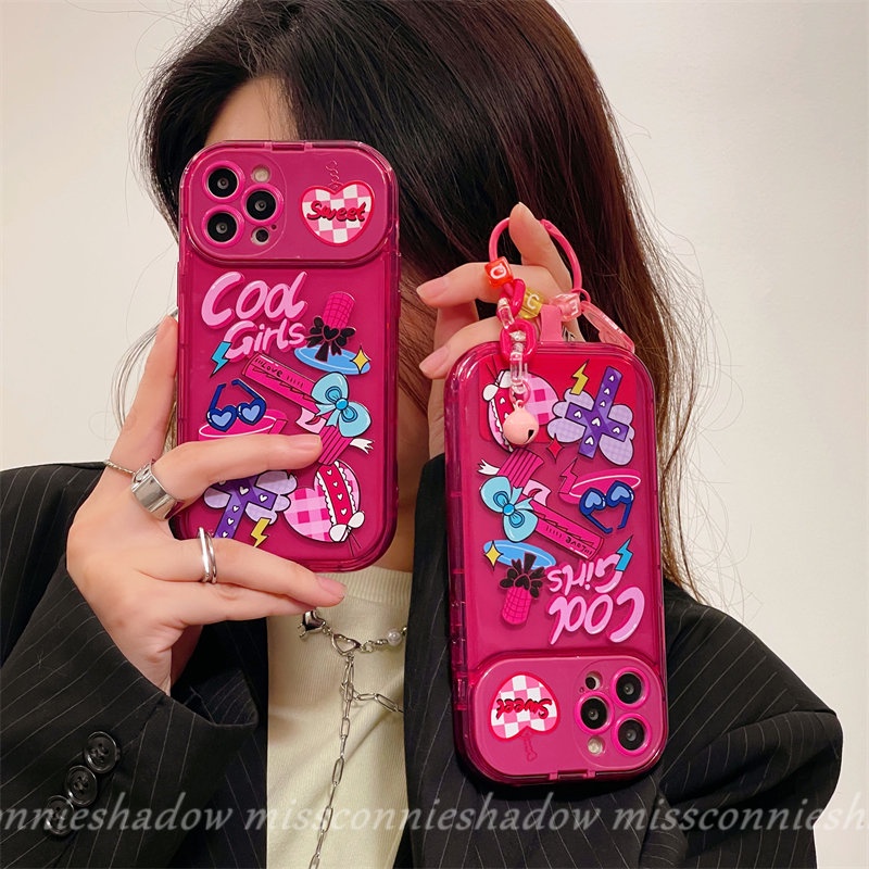 Casing Untuk Oppo A57 A15 A12 A5s A7 A15s A53 A9 A5 A31 A33 2020 A3s A12E A77 A11K A35 A77s Kartun Lucu Imut Graffiti Stiker Kreatif Flip Make Up Mirror Case Mawar Merah Soft Cover