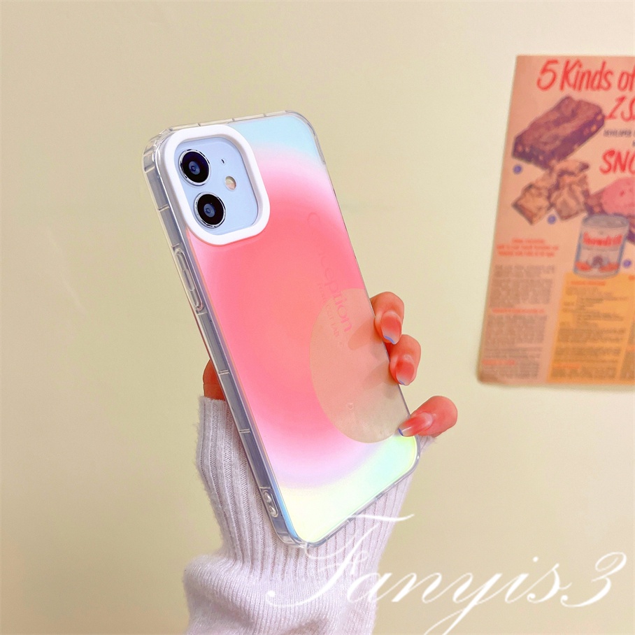 Compatible For IPhone 14 13 12 11 Pro Max X XR Xs Max 8 7 Plus SE 2020 Kompatibel Untuk Warna-Warni Gradiasi Matahari IMD Laser Gradiasi Ponsel Case TPU Lembut Shockproof Cover Pelindung