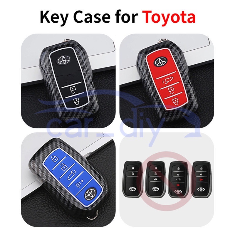 Kasus Kunci ABS Penutup Jarak Jauh Mobil Silikon Gantungan Untuk Toyota Wildlander RAV4 Prado Levin Avalon Fortuner Yaris Camry Corolla Vios Cangkang Pelindung Car Remote Key Case