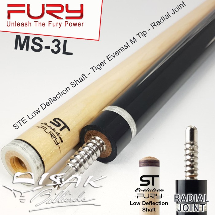 Fury MS-3L Cue - STE Low Deflection Radial Billiard Stick Biliar Stik
