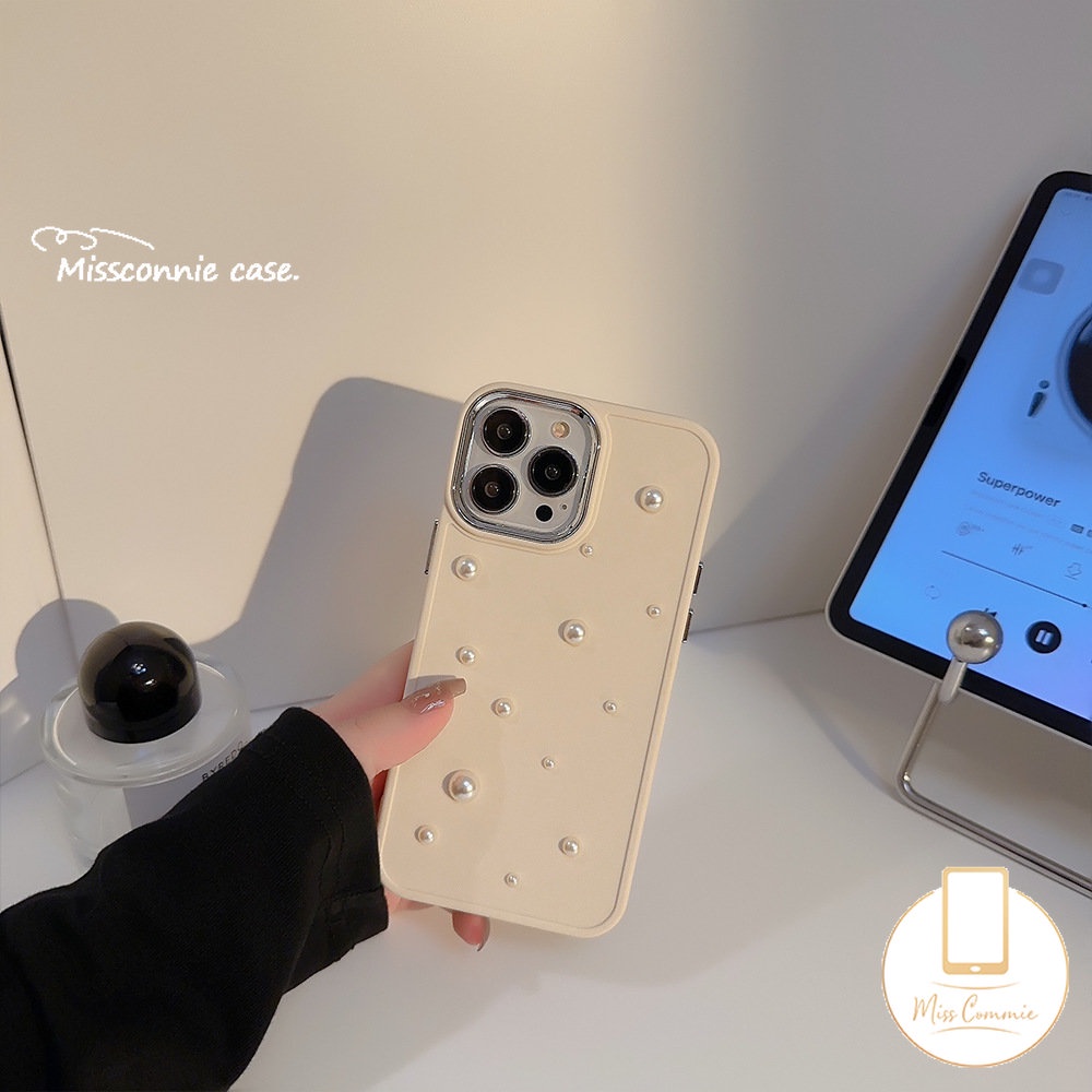 IPHONE 3d Mutiara Romantis Langit Berbintang Electroplate Case Kompatibel Untuk Iphone11 Pro MAX 7plus 8plus 14 7 8 Plus XR 14 12 13 Pro MAX X XS MAX Plating Shockproof Simple Soft TPU Back Case