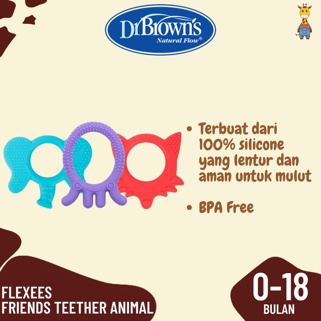 Dr. Brown's Flexees Friends Teether Animal / Gigitan Bayi / Gigitan Anak