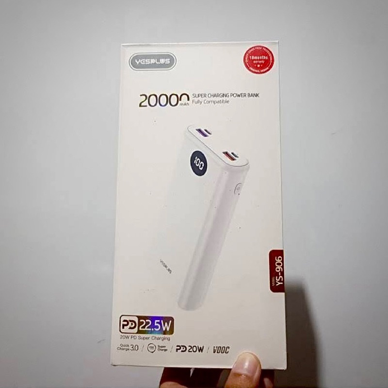 YSPLUS PD20W Powerbank 20.000mAh SUPER FAST Charging LED 20Watt Support VOOC Quick Charge 3.0