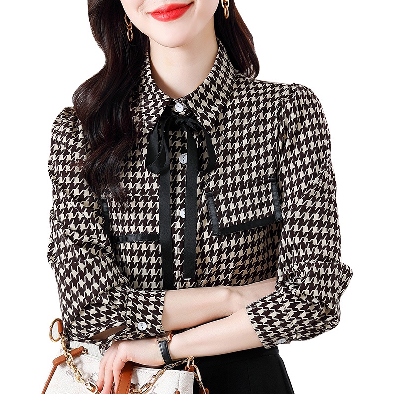 COD 2023 New Fashion Korea Kemeja Kotak-kotak Lengan Panjang Wanita Atasan OL Kasual Musim Semi Dan 