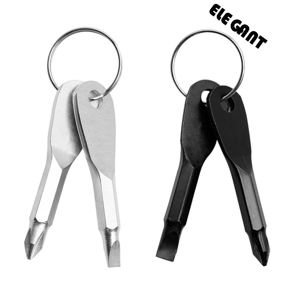 [Elegan] Obeng Gantungan Kunci Multifungsi Camp Portable Presisi Cor Mini Gadget Stainless Steel Pocket Repair Tool Bentuk Kunci Obeng